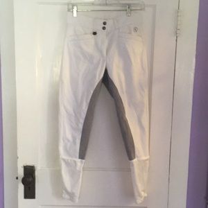 Ovation white and gray full seat breeches